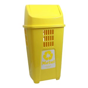 Lixeira Plasvale Eco 757 com Tampa Basculante 50 Litros Amarela