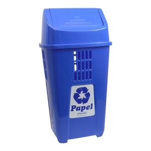 Lixeira Plasvale Eco 757 com Tampa Basculante 50 Litros Azul