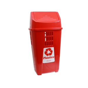 Lixeira Plasvale Eco 757 com Tampa Basculante 50 Litros Vermelho