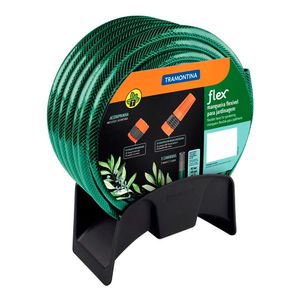 Mangueira Flexível para Jardim com Engates Rosqueados Esguicho e Suporte Mural Verde 15M - 79322150 - Tramontina