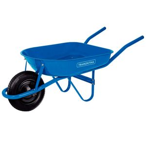Carrinho de Mão com Caçamba Rasa e Braço Metálico e Pneu com Câmara Azul 50L - 77704432 - Tramontina