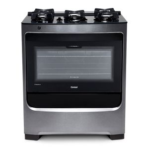 Fogão Consul 5 Bocas Inox com Trempe de Ferro Fundido com Mesa de Vidro CFS5VAR Bivolt