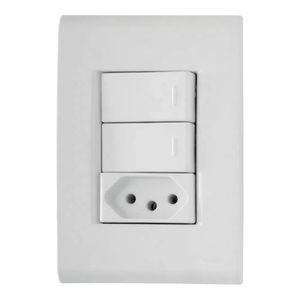 Conjunto 4x2 com 2 Interruptores Simples 10A 250V e 1 Tomada 2P+T 10A 250V Liz Branco - 57170073 - Tramontina