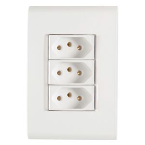 Conjunto 4x2 com 3 Tomadas 2P+T 10A 250V Liz Branco - 57170076 - Tramontina