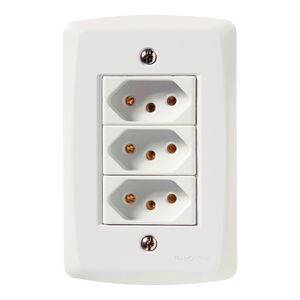 Conjunto 4x2 com 3 Tomadas 2P+T 10A 250V Lux2 Branco - 57145076 - Tramontina