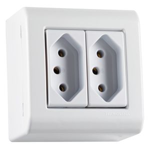 Caixa de Sobrepor com Tomada Dupla Sistema X LizFlex Branco 10A 250V - 57304012 - Tramontina
