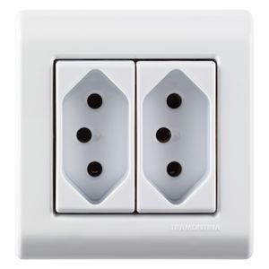 Caixa de Sobrepor com Tomada Dupla Sistema X LizFlex Branco 10A 250V - 57304012 - Tramontina