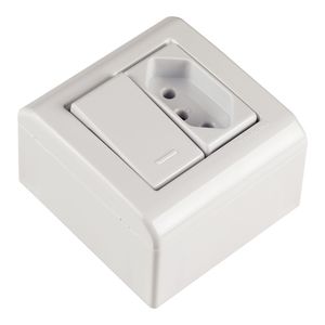 Caixa de Sobrepor com 1 Interruptor Simples 10A 250V e 1 Tomada 2P+T 10A 250V LizFlex Branco - 57304013 - Tramontina