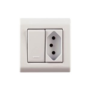 Caixa de Sobrepor com 1 Interruptor Simples 10A 250V e 1 Tomada 2P+T 20A 250V LizFlex Branca - 57304020 - Tramontina
