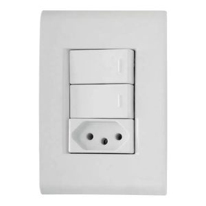 Conjunto 4x2 com 2 Interruptores Paralelos 10A 250V e 1 Tomada 2P+T 10A 250V Liz Branco - 57170074 - Tramontina