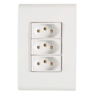 Conjunto 4x2 com 3 Tomadas 2P+T 20A 250V Liz Branco - 57170079 - Tramontina