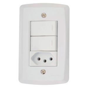 Conjunto 4x2 com 2 Interruptores Simples 10A 250V e 1 Tomada 2P+T 20A 250V Lux2 Branco - 57145071 - Tramontina