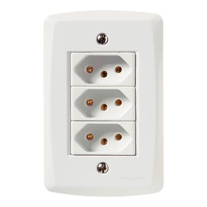 Conjunto 4x2 com 3 Tomadas 2P+T 20A 250V Lux2 Branco - 57145079 - Tramontina