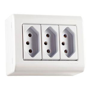 Caixa de Sobrepor com 3 Tomadas 2P+T 10A 250V LizFlex Branco - 57304027 - Tramontina
