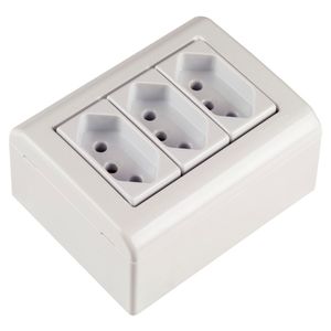 Caixa de Sobrepor com 3 Tomadas 2P+T 10A 250V LizFlex Branco - 57304027 - Tramontina