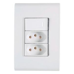 Conjunto 4x2 com 1 Interruptor Simples 10A 250V e 2 Tomadas 2P+T 1 A 250V Liz Branco - 57170087 - Tramontina