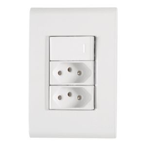Conjunto 4x2 com 1 Interruptor Simples 10A 250V e 2 Tomadas 2P+T 20A 250V Liz Branco - 57170086 - Tramontina