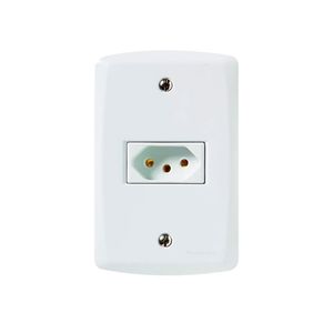 Conjunto com 1 Tomada Simples 2PxT 10A com Placa Lux2 Branco -Tramontina