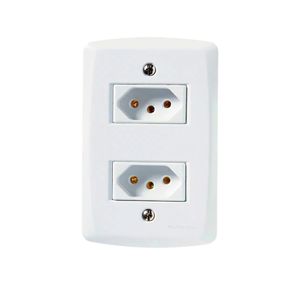 Conjunto com 2 Tomadas Simples 2PxT 10A com Placa Lux2 Branco - Tramontina