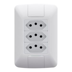 Conjunto 4x2 com Tomada Tripla 2P+T 10A 250V Aria Branco - 57241076 - Tramontina