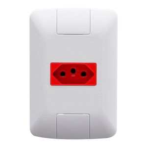 Conjunto 4x2 com 1 Tomada 2P+T Aria Branco e Vermelho 20A 250V - 57241015 - Tramontina