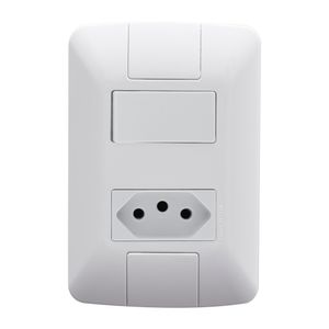 Conjunto 4x2 com 1 Interruptor Simples e 1 Tomada 2P+T 10A 250V Aria Branco - Tramontina