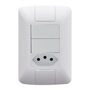 Conjunto 4x2 com 2 Interruptores Simples e 1 Tomada 2P+T 20A 250V Aria Branco - 57241071 - Tramontina