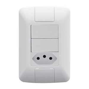 Conjunto 4x2 com 2 Interruptores Paralelos e 1 Tomada 2P+T Aria Branco 20A 250V - 57241075 - Tramontina