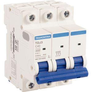 Disjuntor Din Trifásico Tripolar com Curva C 40A - 58013109 - Tramontina