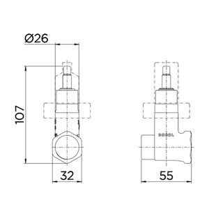 Registro de Pressão Cerâmico Base Meia Volta 3/4" - 00698600 - Docol