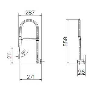 Torneira para Cozinha Parede Bica Alta Doc Cromado e Preta - 00742857 - Docol