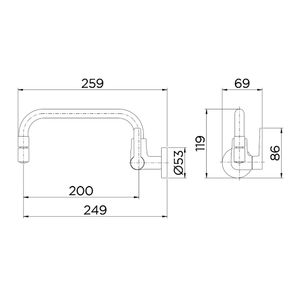 Torneira para Cozinha Parede Bica Curta Gali Cromado - 00800106 - Docol