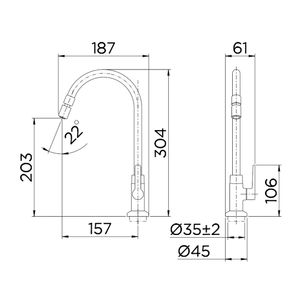 Torneira para Cozinha Mesa Bica Alta Gali Cromado- 00801306 - Docol
