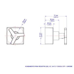 Acabamento para Registro Docol City Cromado 1/2" 3/4" e 1" - 00877506 - Docol