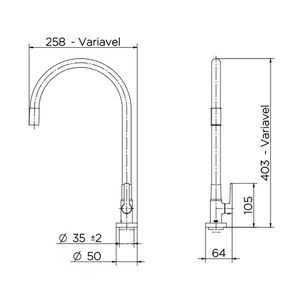 Torneira para Cozinha Mesa GaliFlex Cromado e Vermelha - 00966979 - Docol