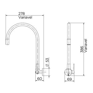 Torneira para Cozinha Parede Galiflex Cromado e Preta - 00967457- Docol