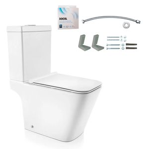 Kit Bacia com Caixa Acoplada e Assento Vougan Branca + Conjunto de Fixação Flexível, Tubo de Ligação e Anel de Vedação - 00969466 - Docol