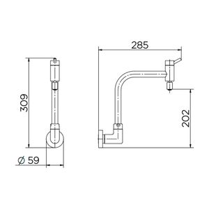 Torneira para Cozinha Parede Bica Alta Móvel 90° Nova Lóggica Cromado - 01138206 - Docol