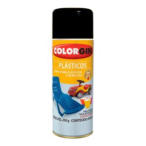 Tinta Spray Colorgin Plástico Preto Fosco 350ml