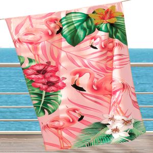 Toalha de Praia 100% Algodão Estampada Flamingos 02 76x152CM - Dohler