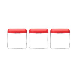 Kit Potes de Vidro Invicta Tendenza 750ml Vermelho 3 Peças