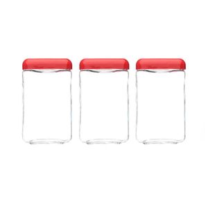 Kit Potes de Vidro Invicta Tendenza 1,3L Vermelho