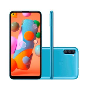 Smartphone Galaxy A11 com Tela 6,4" 64GB + 3GB RAM Dual Chip com Câmera Traseira Tripla 13MP+ 5MP + 2MP + Frontal 8MP Azul - SM-A115M/6R3D - Samsung