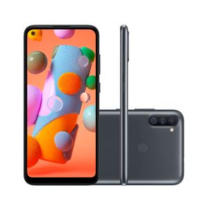 Smartphone Galaxy A11 com Tela 6,4" 64GB + 3GB RAM Dual Chip com Câmera Traseira Tripla 13MP + 5MP + 2MP + Frontal 8MP Preto - SM-A115M/6R3D - Samsung