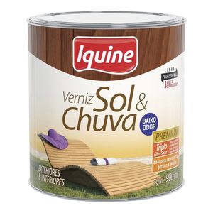 Verniz para Madeira Alto Brilho PU Premium Sol e Chuva Incolor 0,9L - Iquine