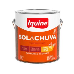 Verniz para Madeira Brilhante Premium Sol e Chuva Mogno 3,6L - Iquine