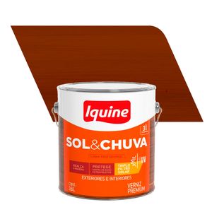 Verniz para Madeira Brilhante Premium Sol e Chuva Imbuia 3,6L - Iquine