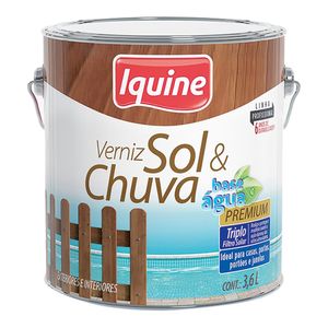 Verniz para Madeira Acetinado Premium Sol e Chuva Incolor 0,9L - Iquine