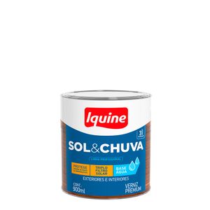 Verniz para Madeira a Base de Água Brilhante Premium Sol e Chuva Incolor 0,9L - Iquine