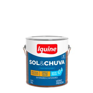 Verniz para Madeira a Base de Água Brilhante Premium Sol e Chuva Incolor 3,6L - Iquine